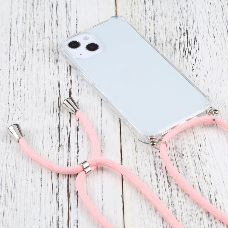 For iPhone 13 Four-corner Shockproof Transparent TPU Protective Case with Lanyard