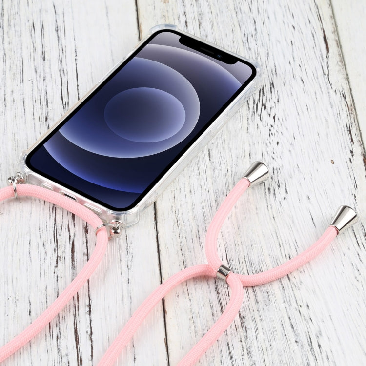 For iPhone 13 Four-corner Shockproof Transparent TPU Protective Case with Lanyard