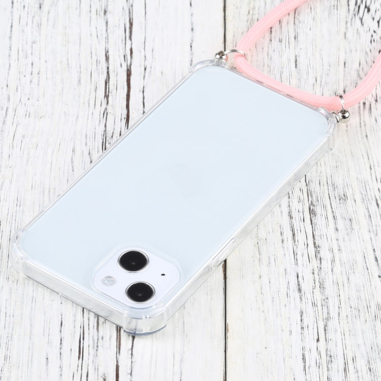 For iPhone 13 Four-corner Shockproof Transparent TPU Protective Case with Lanyard