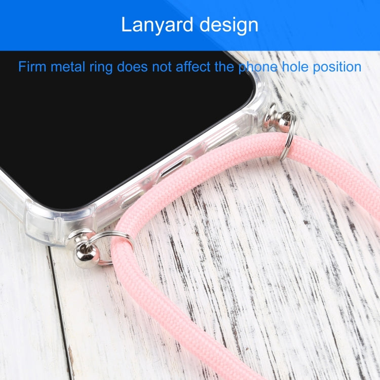 For iPhone 13 Four-corner Shockproof Transparent TPU Protective Case with Lanyard