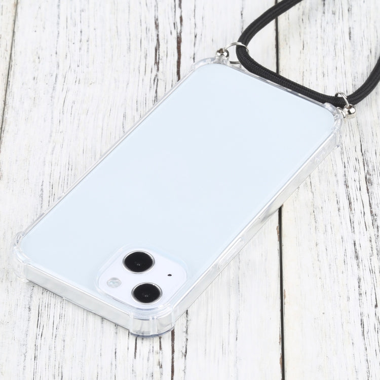 For iPhone 13 Four-corner Shockproof Transparent TPU Protective Case with Lanyard