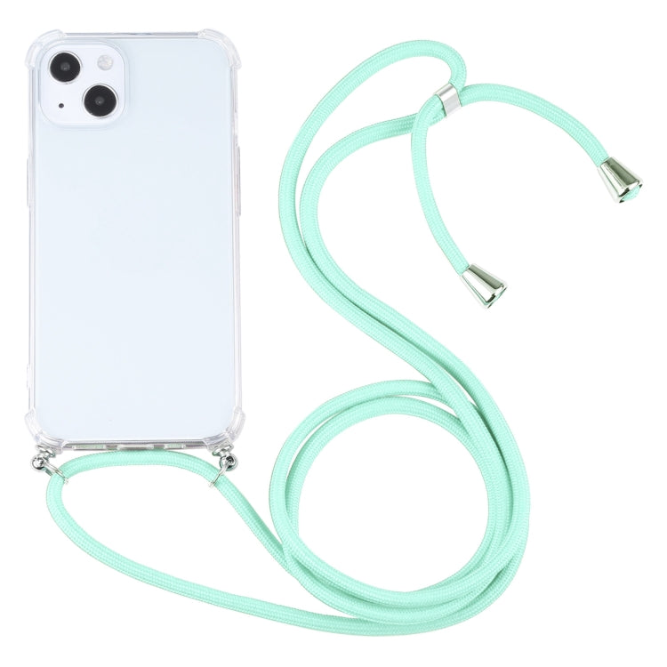 For iPhone 13 Four-corner Shockproof Transparent TPU Protective Case with Lanyard