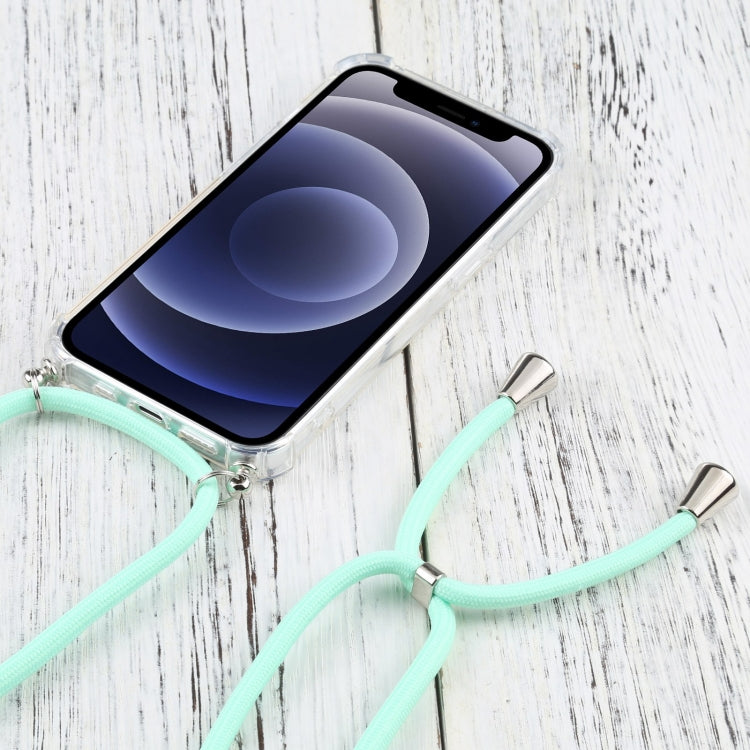 For iPhone 13 Four-corner Shockproof Transparent TPU Protective Case with Lanyard