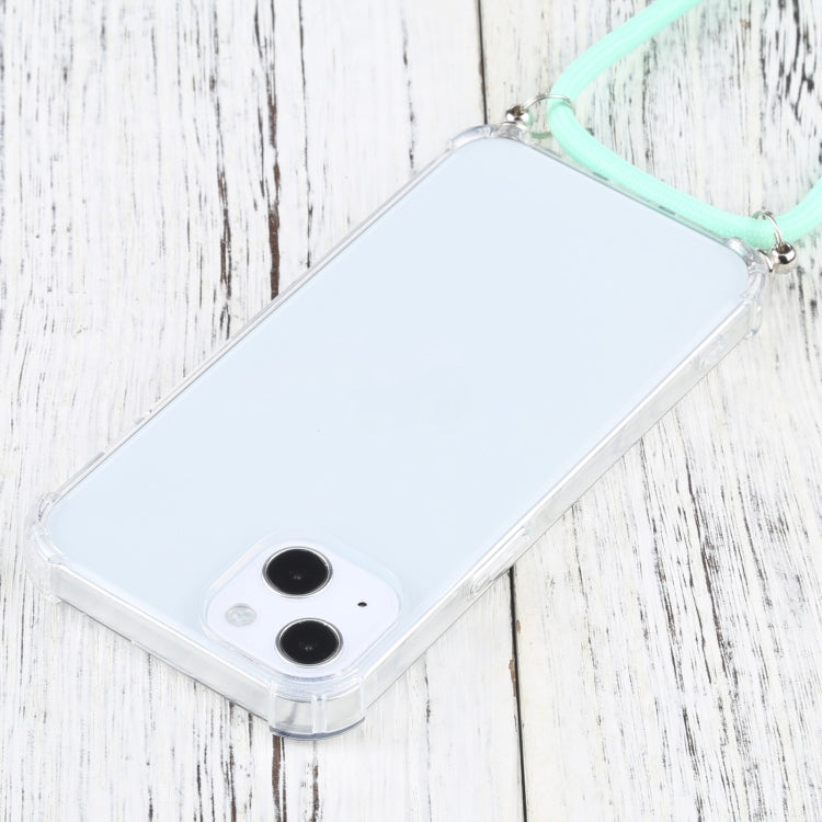 For iPhone 13 Four-corner Shockproof Transparent TPU Protective Case with Lanyard