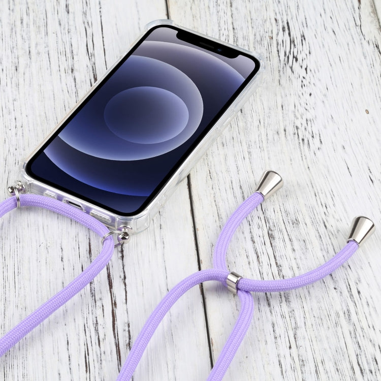 For iPhone 13 Four-corner Shockproof Transparent TPU Protective Case with Lanyard