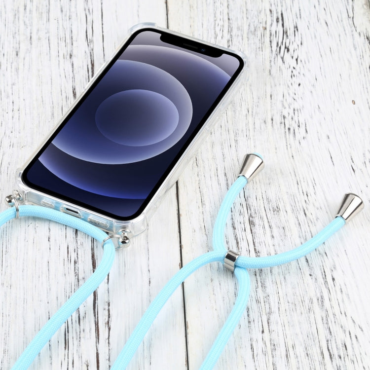 For iPhone 13 Four-corner Shockproof Transparent TPU Protective Case with Lanyard