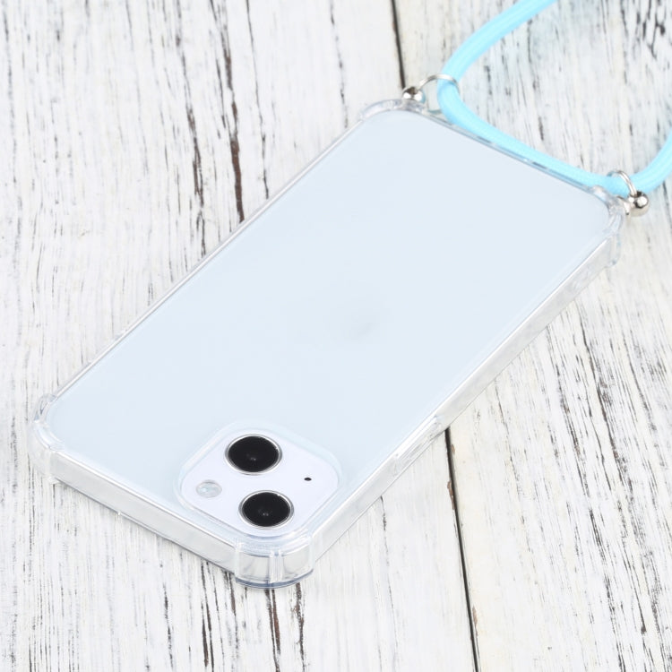 For iPhone 13 Four-corner Shockproof Transparent TPU Protective Case with Lanyard