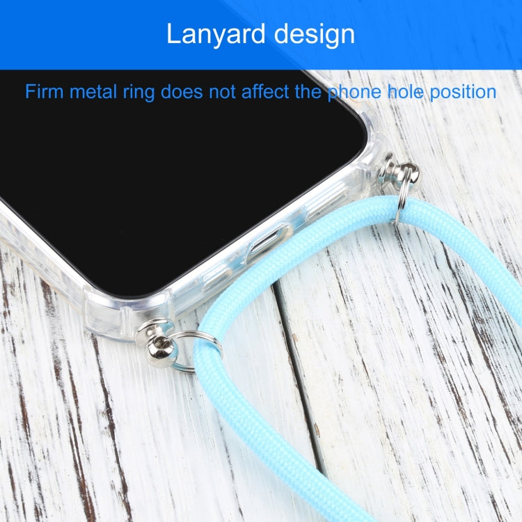 For iPhone 13 Four-corner Shockproof Transparent TPU Protective Case with Lanyard
