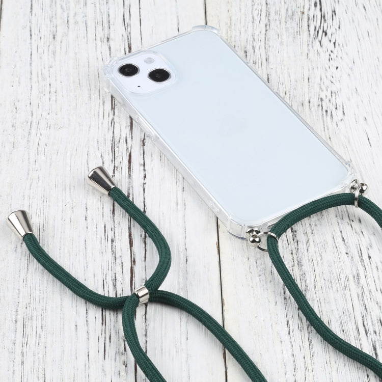 For iPhone 13 Four-corner Shockproof Transparent TPU Protective Case with Lanyard