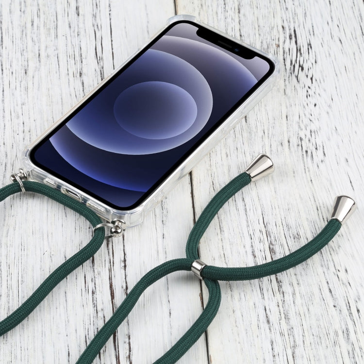 For iPhone 13 Four-corner Shockproof Transparent TPU Protective Case with Lanyard