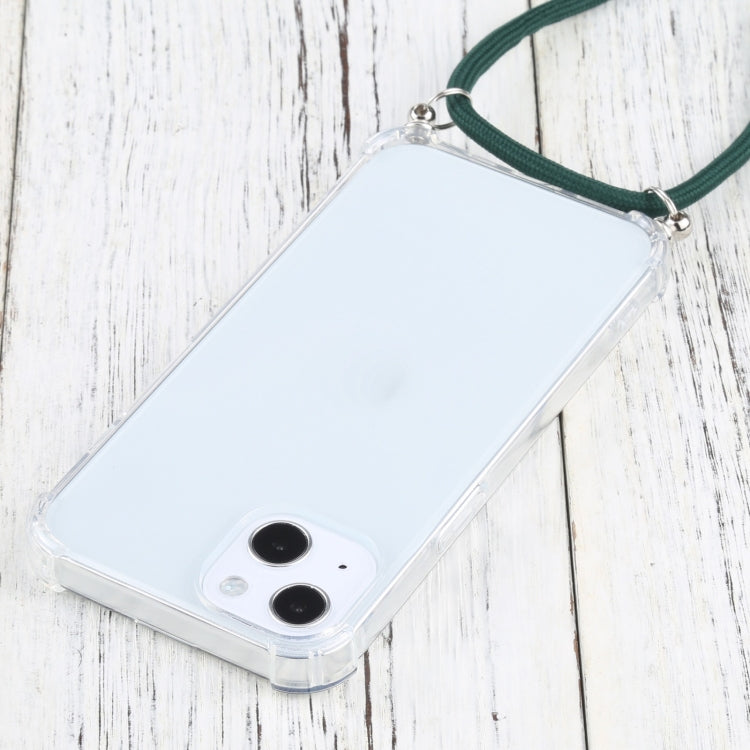 For iPhone 13 Four-corner Shockproof Transparent TPU Protective Case with Lanyard