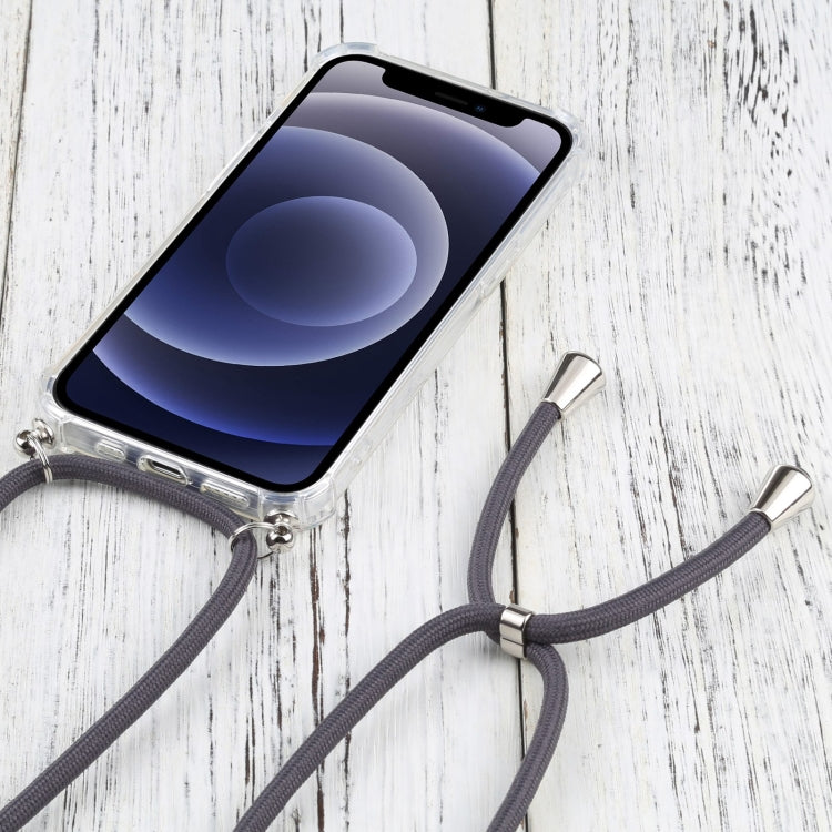 For iPhone 13 Four-corner Shockproof Transparent TPU Protective Case with Lanyard