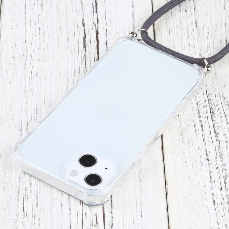 For iPhone 13 Four-corner Shockproof Transparent TPU Protective Case with Lanyard