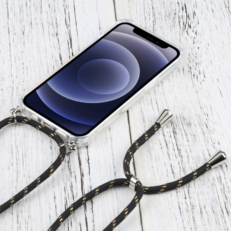 For iPhone 13 Four-corner Shockproof Transparent TPU Protective Case with Lanyard