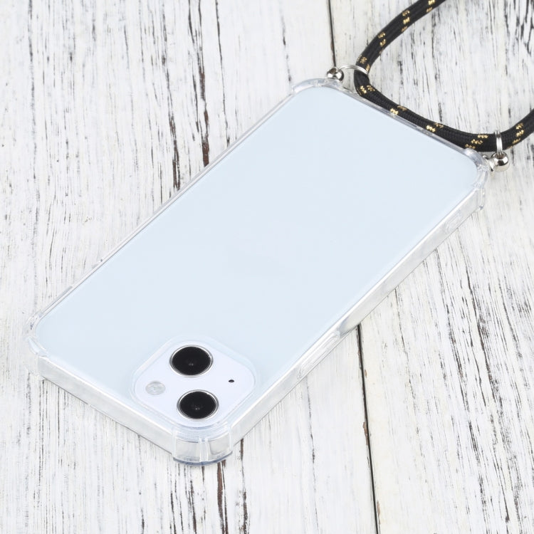 For iPhone 13 Four-corner Shockproof Transparent TPU Protective Case with Lanyard