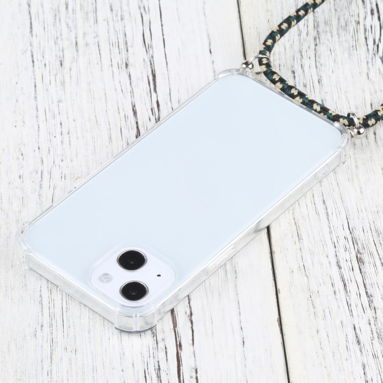 For iPhone 13 Four-corner Shockproof Transparent TPU Protective Case with Lanyard