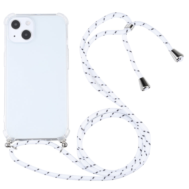 For iPhone 13 Four-corner Shockproof Transparent TPU Protective Case with Lanyard