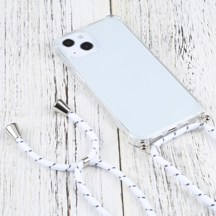 For iPhone 13 Four-corner Shockproof Transparent TPU Protective Case with Lanyard