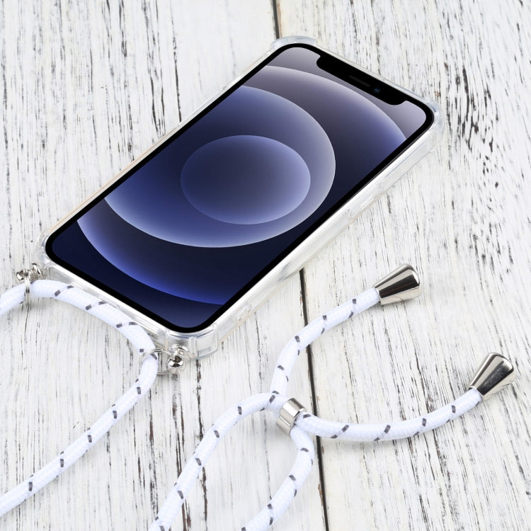 For iPhone 13 Four-corner Shockproof Transparent TPU Protective Case with Lanyard