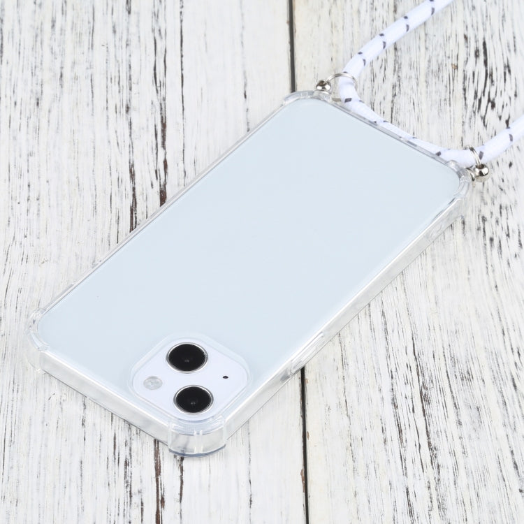 For iPhone 13 Four-corner Shockproof Transparent TPU Protective Case with Lanyard