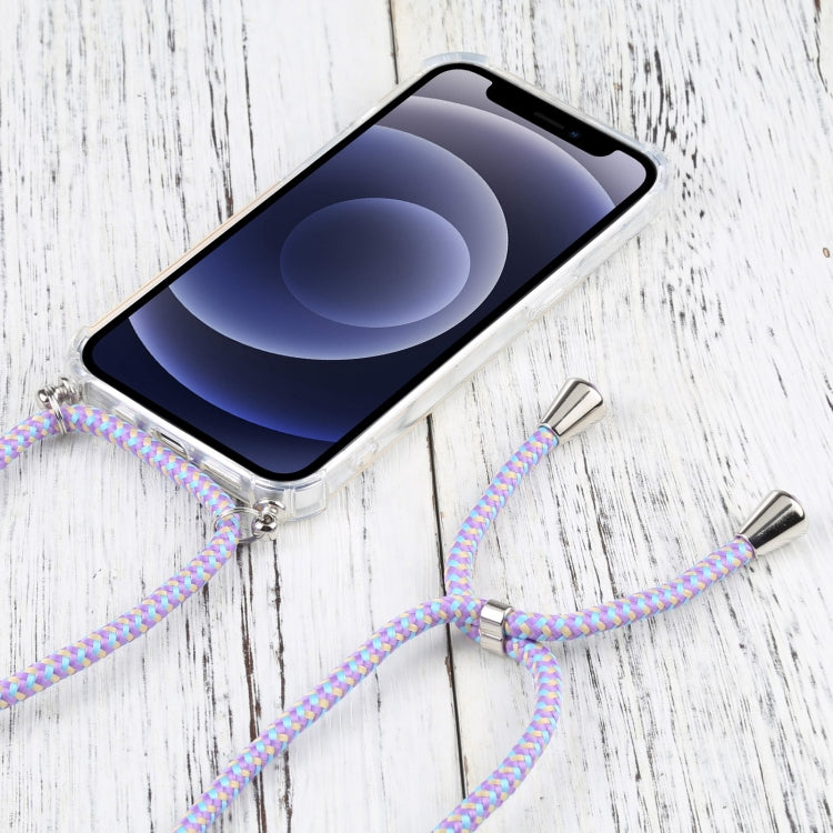 For iPhone 13 Four-corner Shockproof Transparent TPU Protective Case with Lanyard