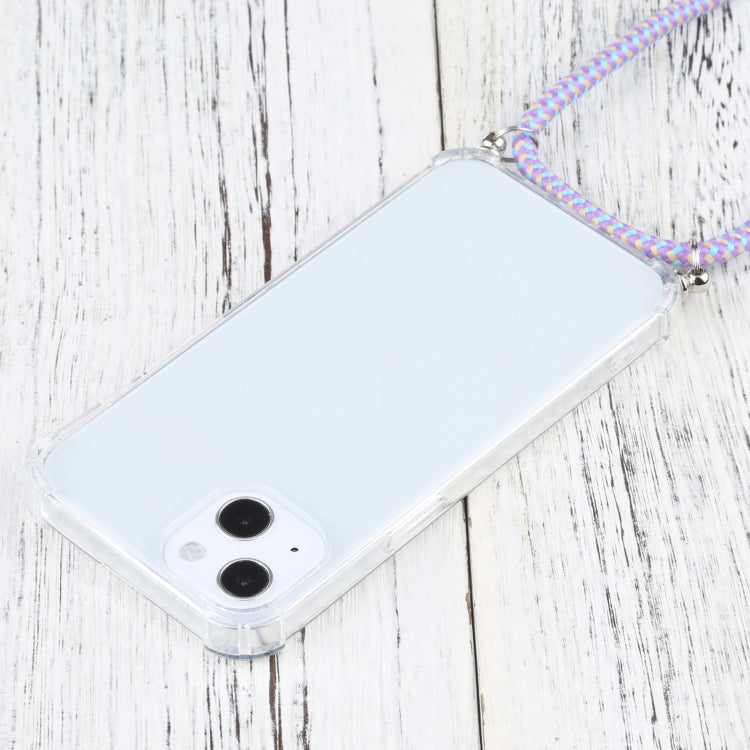 For iPhone 13 Four-corner Shockproof Transparent TPU Protective Case with Lanyard