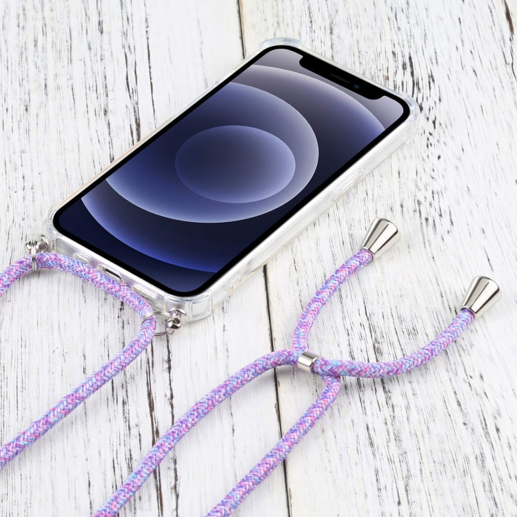 For iPhone 13 Four-corner Shockproof Transparent TPU Protective Case with Lanyard