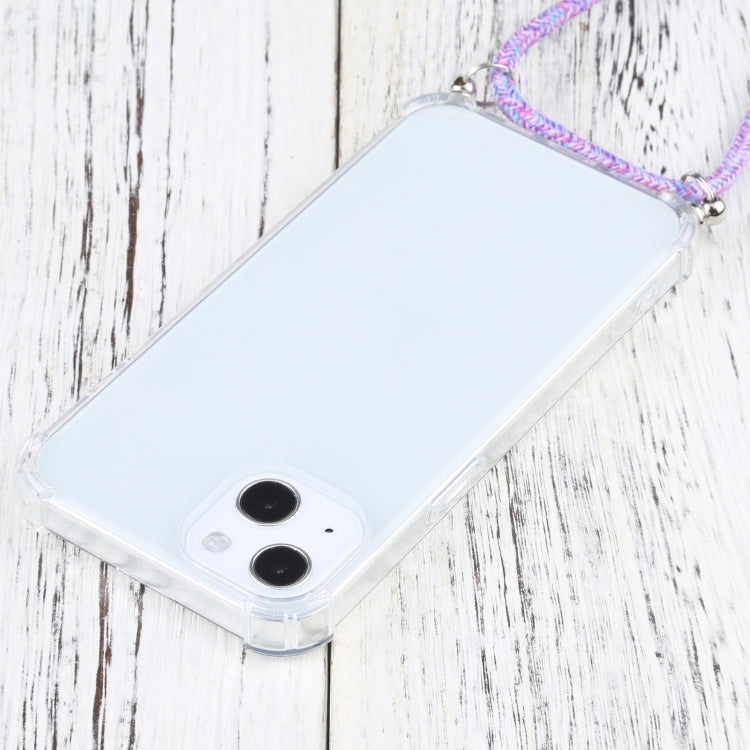 For iPhone 13 Four-corner Shockproof Transparent TPU Protective Case with Lanyard