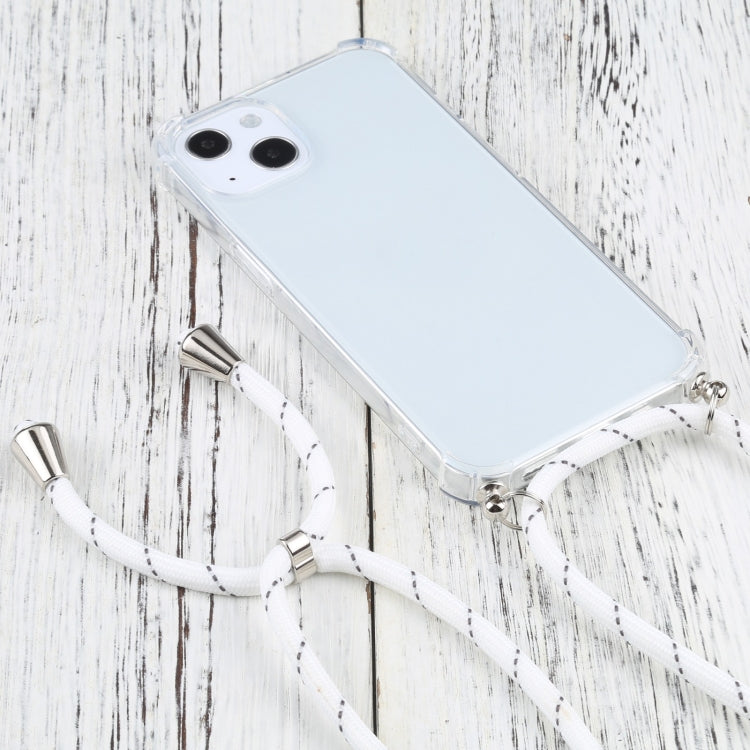 For iPhone 13 Four-corner Shockproof Transparent TPU Protective Case with Lanyard