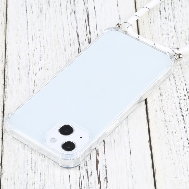 For iPhone 13 Four-corner Shockproof Transparent TPU Protective Case with Lanyard