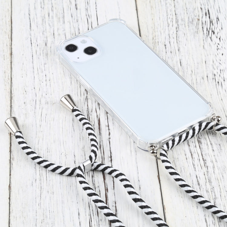 For iPhone 13 Four-corner Shockproof Transparent TPU Protective Case with Lanyard