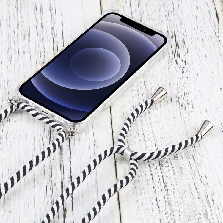 For iPhone 13 Four-corner Shockproof Transparent TPU Protective Case with Lanyard