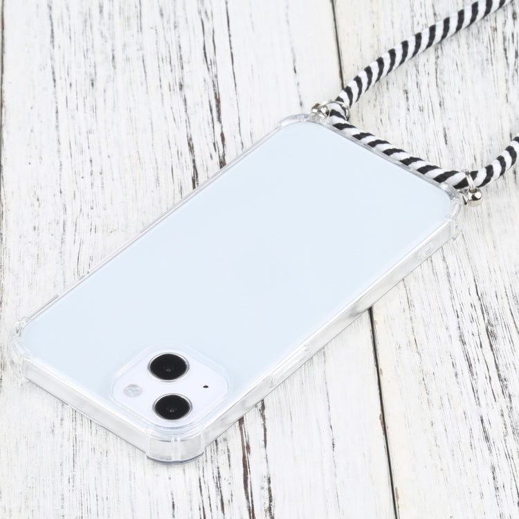 For iPhone 13 Four-corner Shockproof Transparent TPU Protective Case with Lanyard