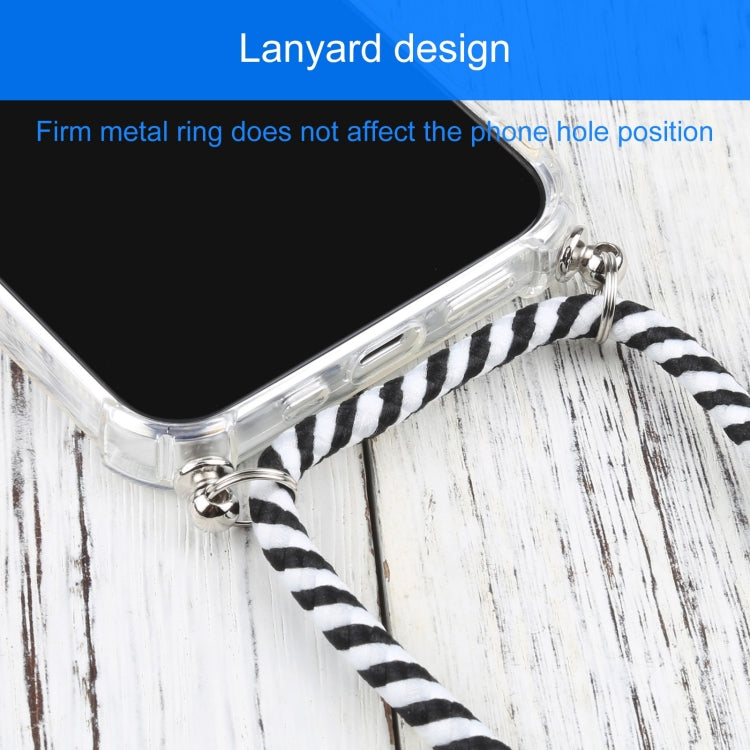 For iPhone 13 Four-corner Shockproof Transparent TPU Protective Case with Lanyard