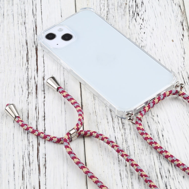 For iPhone 13 Four-corner Shockproof Transparent TPU Protective Case with Lanyard