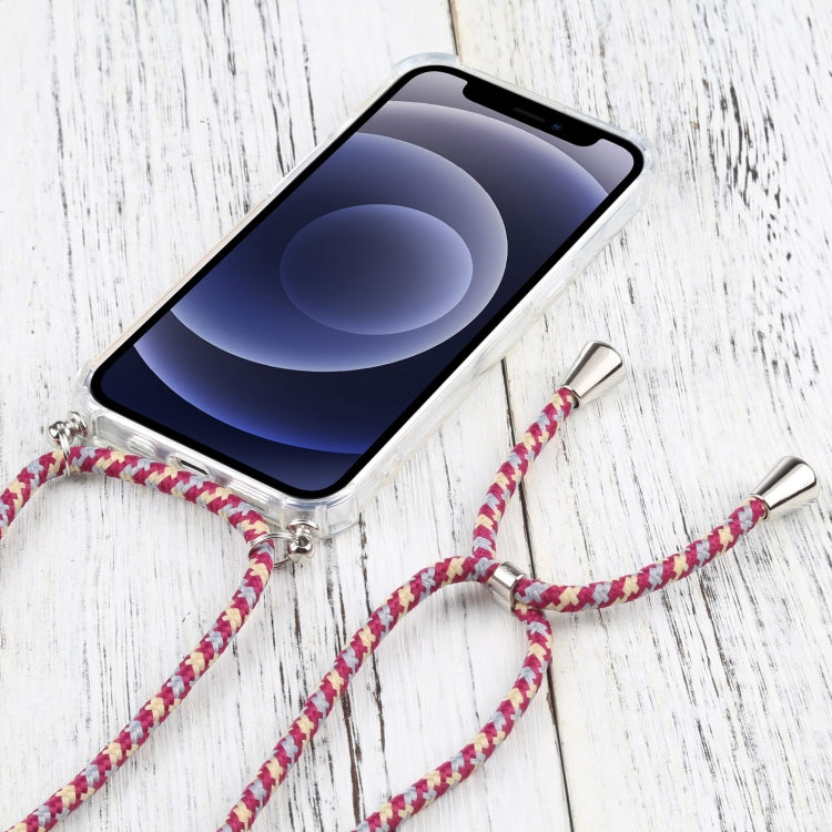 For iPhone 13 Four-corner Shockproof Transparent TPU Protective Case with Lanyard