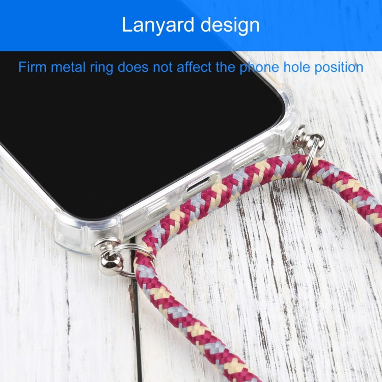 For iPhone 13 Four-corner Shockproof Transparent TPU Protective Case with Lanyard