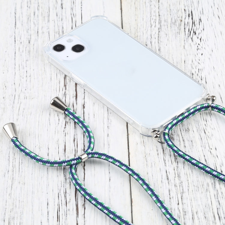For iPhone 13 Four-corner Shockproof Transparent TPU Protective Case with Lanyard