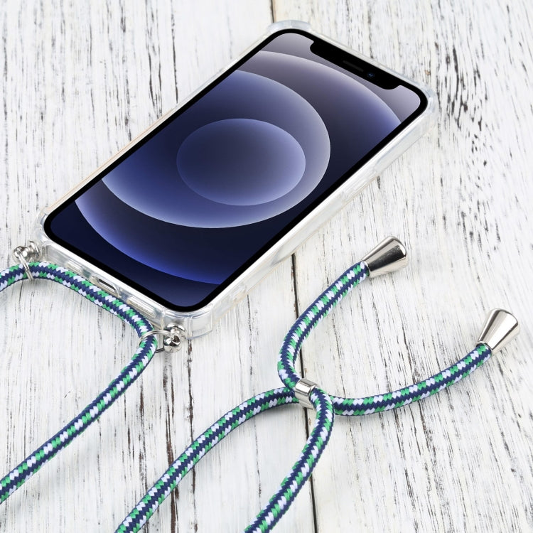 For iPhone 13 Four-corner Shockproof Transparent TPU Protective Case with Lanyard