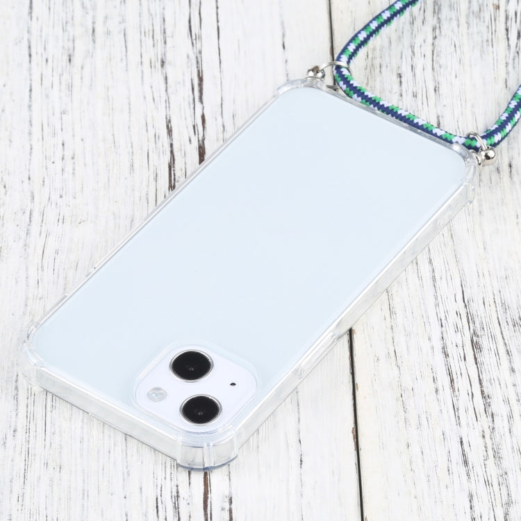 For iPhone 13 Four-corner Shockproof Transparent TPU Protective Case with Lanyard