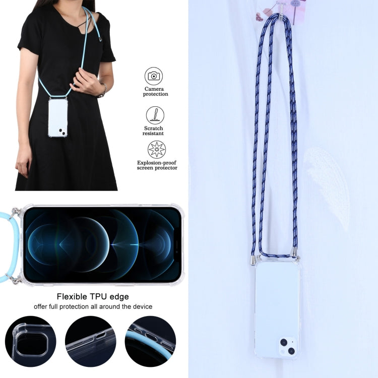 For iPhone 13 mini Four-corner Shockproof Transparent TPU Protective Case with Lanyard