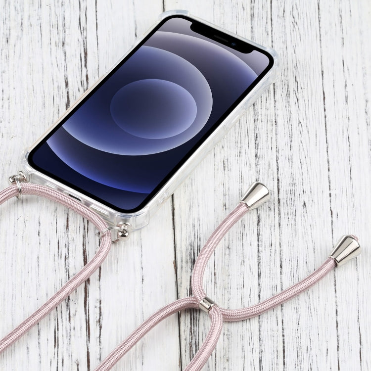For iPhone 13 mini Four-corner Shockproof Transparent TPU Protective Case with Lanyard