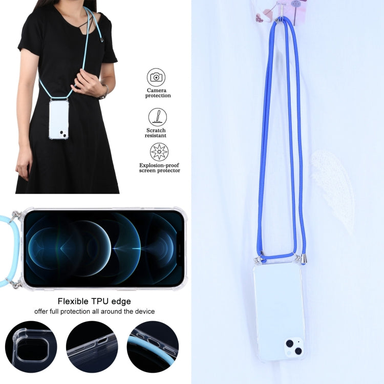 For iPhone 13 mini Four-corner Shockproof Transparent TPU Protective Case with Lanyard