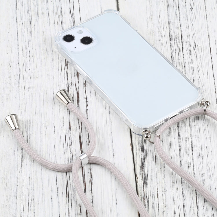 For iPhone 13 mini Four-corner Shockproof Transparent TPU Protective Case with Lanyard