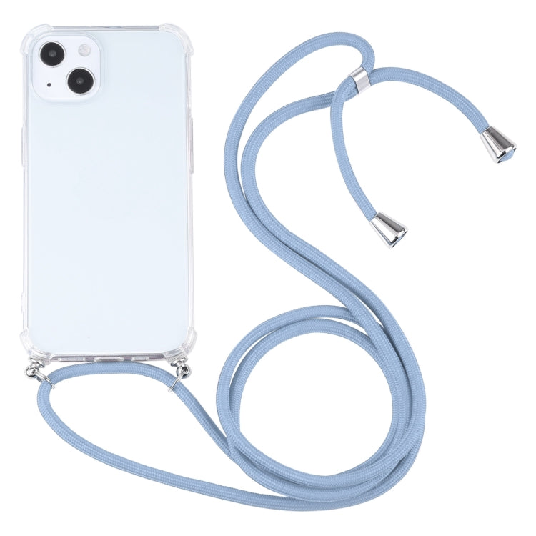 For iPhone 13 mini Four-corner Shockproof Transparent TPU Protective Case with Lanyard