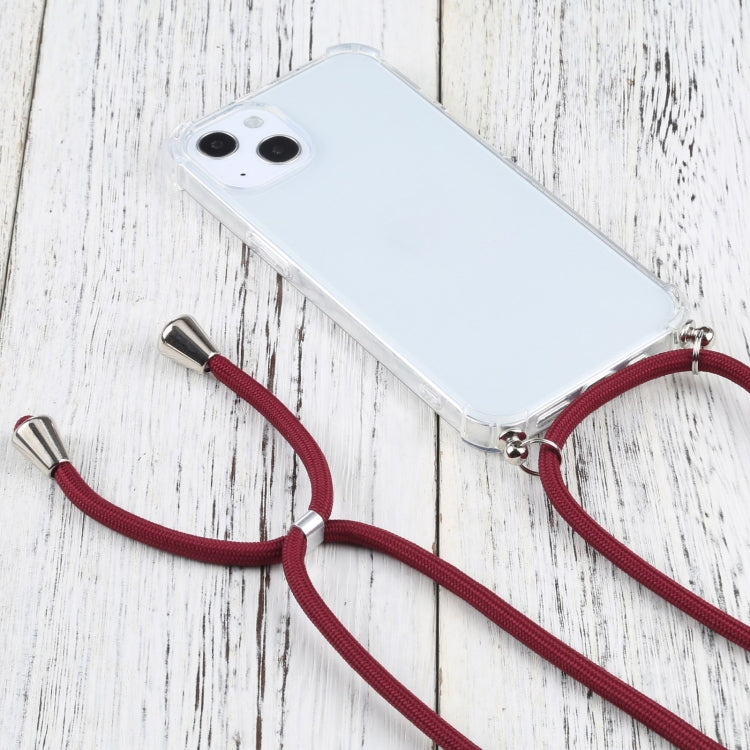 For iPhone 13 mini Four-corner Shockproof Transparent TPU Protective Case with Lanyard