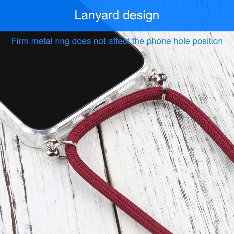 For iPhone 13 mini Four-corner Shockproof Transparent TPU Protective Case with Lanyard