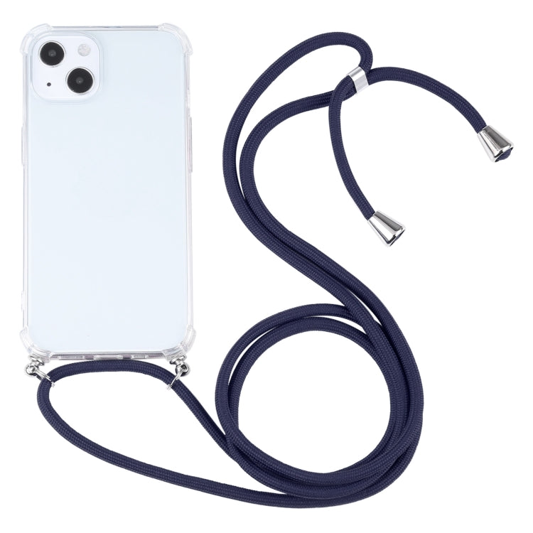 For iPhone 13 mini Four-corner Shockproof Transparent TPU Protective Case with Lanyard