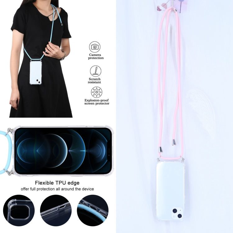For iPhone 13 mini Four-corner Shockproof Transparent TPU Protective Case with Lanyard