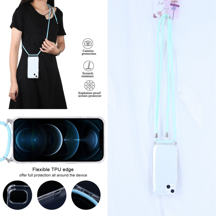 For iPhone 13 mini Four-corner Shockproof Transparent TPU Protective Case with Lanyard